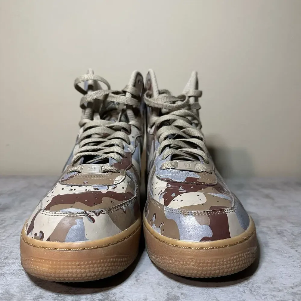 NIKE AIR FORCE 1 HIGH BY YOU ID 3M REFLECTIVE DESERT CAMO SZ 10 RARE